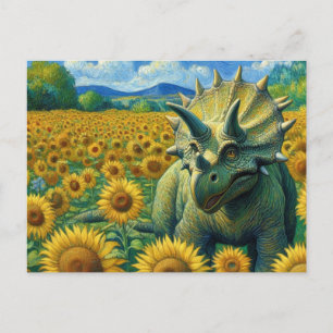 Triceratops Dinosaur der Sonnenblume Feld Van Gogh Postkarte