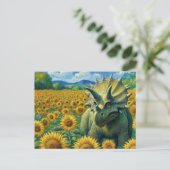 Triceratops Dinosaur der Sonnenblume Feld Van Gogh Postkarte (Stehend Vorderseite)