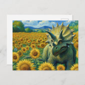 Triceratops Dinosaur der Sonnenblume Feld Van Gogh Postkarte (Vorne/Hinten)