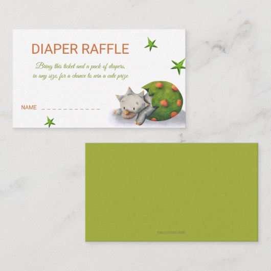 Triceratops Dinosaur Diaper Raffle Begleitkarte (Vorne/Hinten)