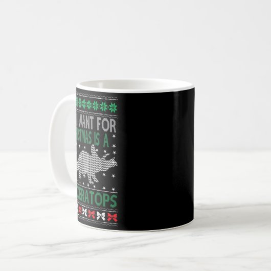 Triceratops Dinosaur Ugly Christmas Design Style F Kaffeetasse (Vorderseite Links)