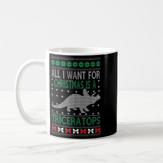 Triceratops Dinosaur Ugly Christmas Design Style F Kaffeetasse (Links)