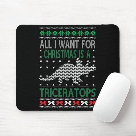 Triceratops Dinosaur Ugly Christmas Design Style F Mousepad (Mit Mouse)