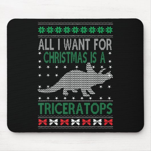 Triceratops Dinosaur Ugly Christmas Design Style F Mousepad (Vorne)
