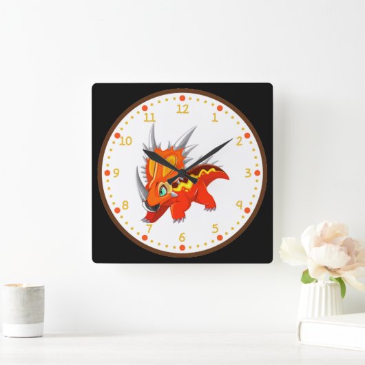Triceratops Dinosaur-Uhr-Uhr Quadratische Wanduhr (Zuhause)