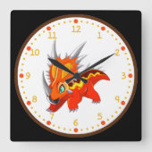 Triceratops Dinosaur-Uhr-Uhr Quadratische Wanduhr (Vorderseite)