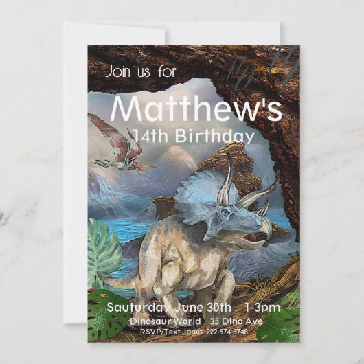 Triceratops, Dinosaur zum Geburtstag, Einladung (Vorderseite)