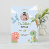 Triceratops Dinosaurier Geburtstagsparty Einladung (Stehend Vorderseite)