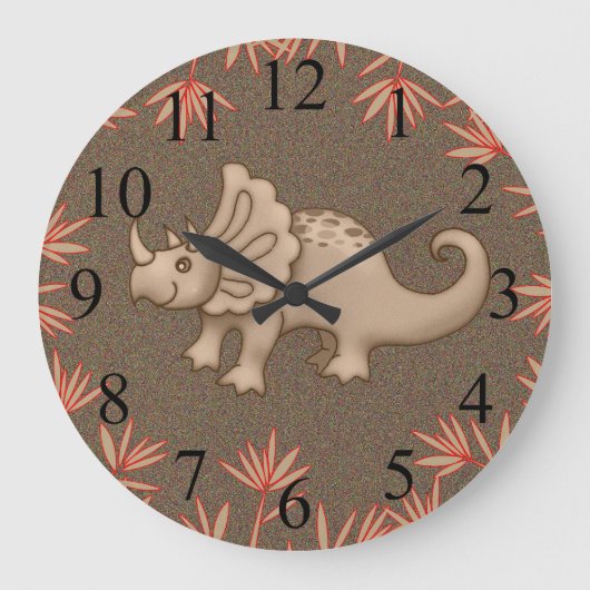 Triceratops Dinosaurier Kids Wall Clock Große Wanduhr (Vorderseite)