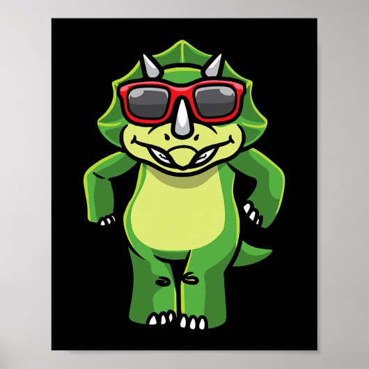 Triceratops Dinosaurier tanzen mit Sonnenbrille Di Poster (Vorne)