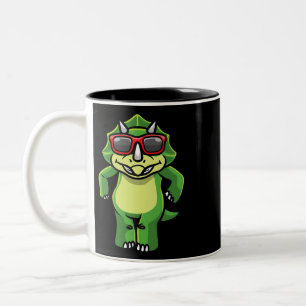 Triceratops Dinosaurier tanzen mit Sonnenbrille Di Zweifarbige Tasse
