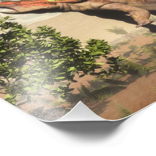 Triceratops essen am magnolischen Baum - 3D render Fotodruck (Ecke)