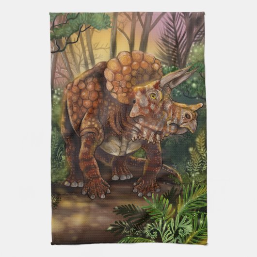 Triceratops Forest Geschirrtuch (Vertikal)