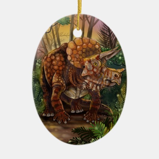 Triceratops Forest Keramik Ornament (Vorne)