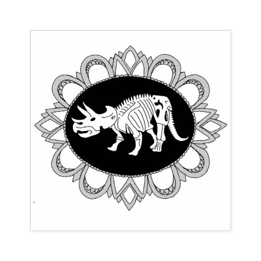 Triceratops Fossil Cameo Gummistempel (Prägung)
