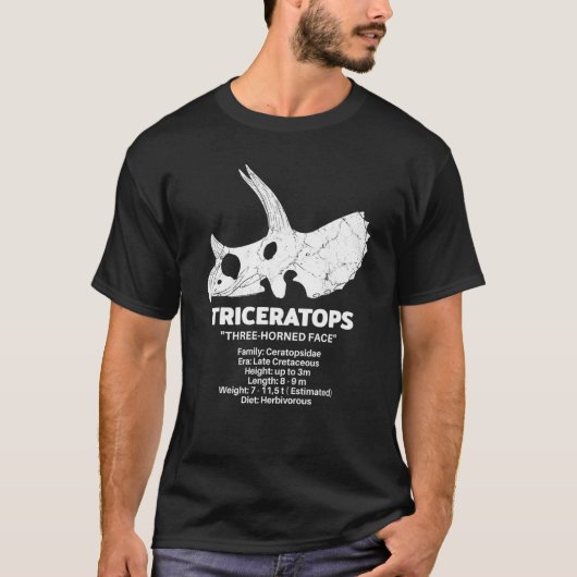 Triceratops Fossil Skull Dinosaurier Faktenblatt T-Shirt (Vorderseite)