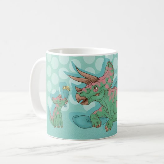 Triceratops geben Blume Kaffeetasse (Vorderseite Links)
