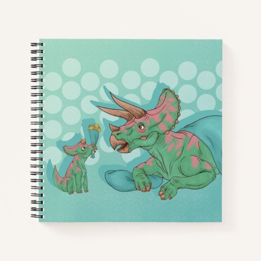 Triceratops geben Blume Notizblock (Vorderseite)