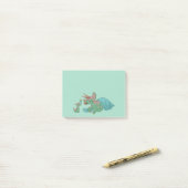 Triceratops geben Blume Post-it Klebezettel (Auf Schreibtisch)