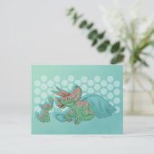 Triceratops geben Blume Postkarte (Stehend Vorderseite)