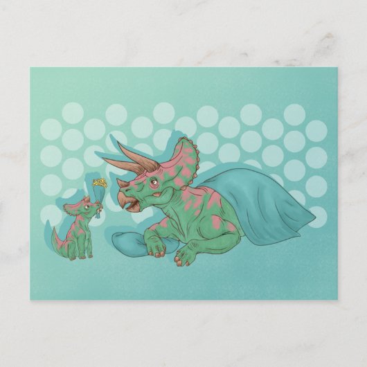 Triceratops geben Blume Postkarte (Vorderseite)