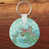 Triceratops geben Blume Schlüsselanhänger (Vorderseite)