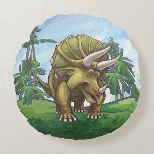 Triceratops Geschenke und Zubehör Rundes Kissen (Vorderseite)