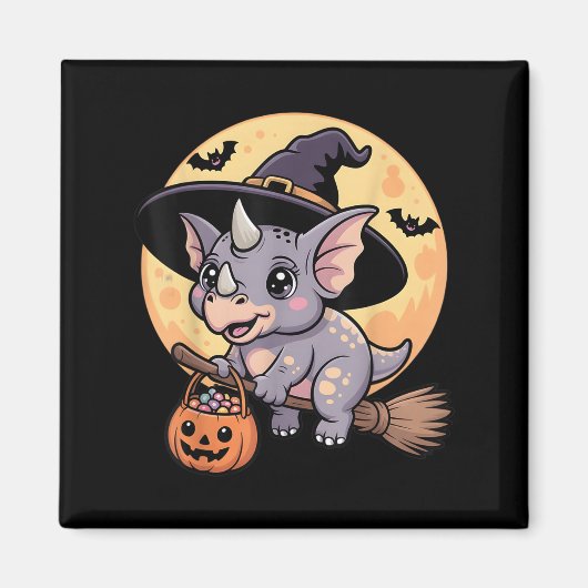 Triceratops Hexenhut Pumpkin Halloween Kostüm Me Magnet (Vorne)