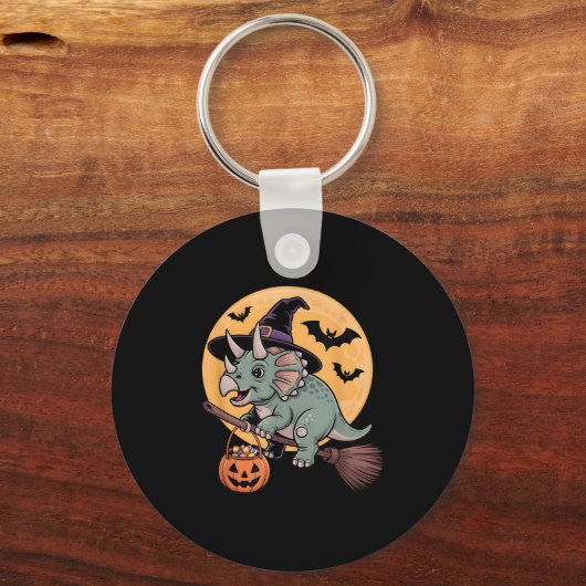 Triceratops Hexenhut Pumpkin Halloween Kostüm Me Schlüsselanhänger (Vorderseite)
