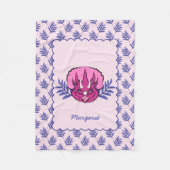 Triceratops Hübsch Pink Dinosaurier mit Leaf Muste Fleecedecke (Vorderseite)