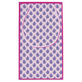 Triceratops Hübsch Pink Dinosaurier und Leaf Muste Kleine Geschenktüte (Rückseite)