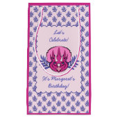 Triceratops Hübsch Pink Dinosaurier und Leaf Muste Kleine Geschenktüte (Vorderseite)