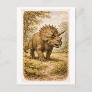 Triceratops-Illustration im Vintage-Stil Postkarte