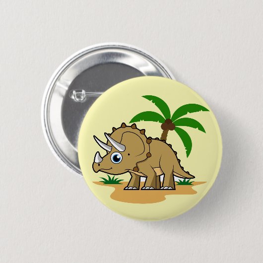Triceratops in einem tropischen Klima. Button (Vorne & Hinten)