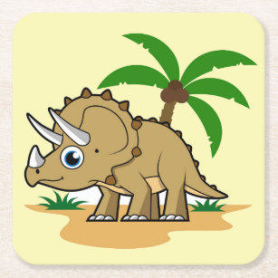 Triceratops in einem tropischen Klima. Rechteckiger Pappuntersetzer