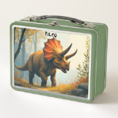 Triceratops in einem Waldkid Metall Brotdose (Vorderseite)