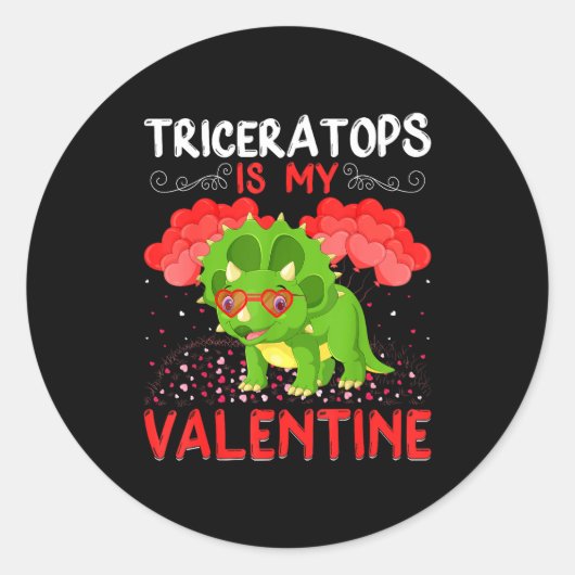 Triceratops Is My Valentine Funny Triceratops Vale Runder Aufkleber (Vorderseite)