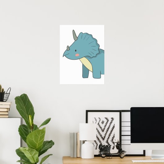 Triceratops Kinder Zimmer Dinosaurier Wand an Wand Poster (Heimbüro)