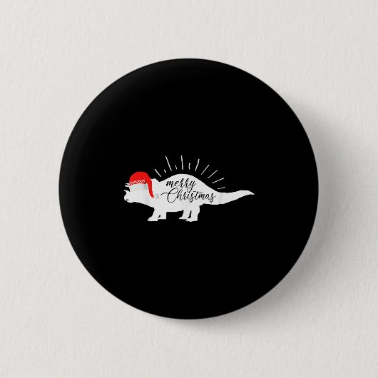 Triceratops Merry Christmas Funny Dinosaur Button (Vorderseite)