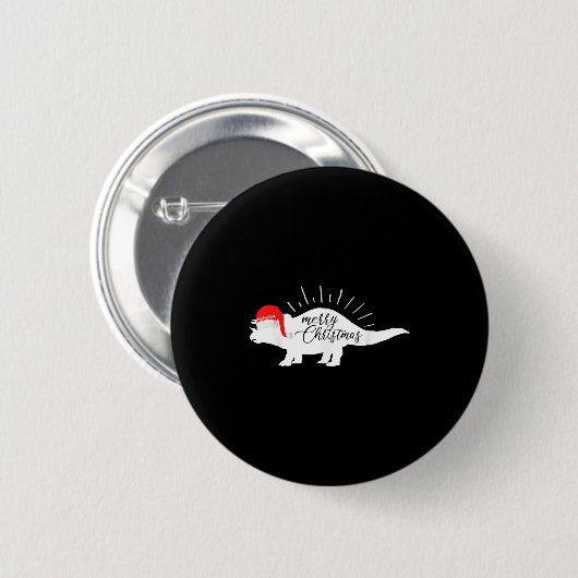 Triceratops Merry Christmas Funny Dinosaur Button (Vorne & Hinten)