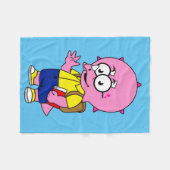 Triceratops Nerd mit Rucksack und Textbuch. Fleecedecke (Vorderseite (Horizontal))