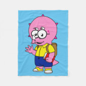 Triceratops Nerd mit Rucksack und Textbuch. Fleecedecke (Vorderseite)