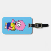 Triceratops Nerd mit Rucksack und Textbuch. Gepäckanhänger (Vorderseite horizontal)