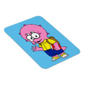 Triceratops Nerd mit Rucksack und Textbuch. Magnet (Rechte Seite)