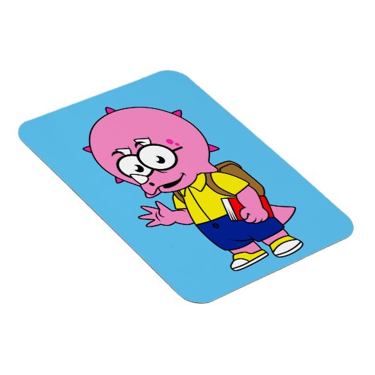 Triceratops Nerd mit Rucksack und Textbuch. Magnet (Rechte Seite)