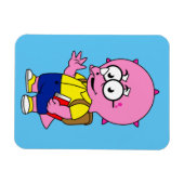 Triceratops Nerd mit Rucksack und Textbuch. Magnet (Horizontal)