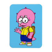 Triceratops Nerd mit Rucksack und Textbuch. Magnet (Vertikal)