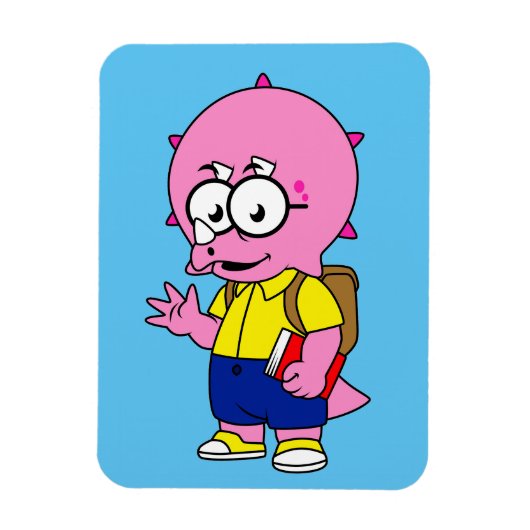 Triceratops Nerd mit Rucksack und Textbuch. Magnet (Vertikal)