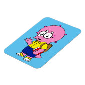 Triceratops Nerd mit Rucksack und Textbuch. Magnet (Linke Seite)