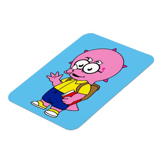 Triceratops Nerd mit Rucksack und Textbuch. Magnet (Linke Seite)